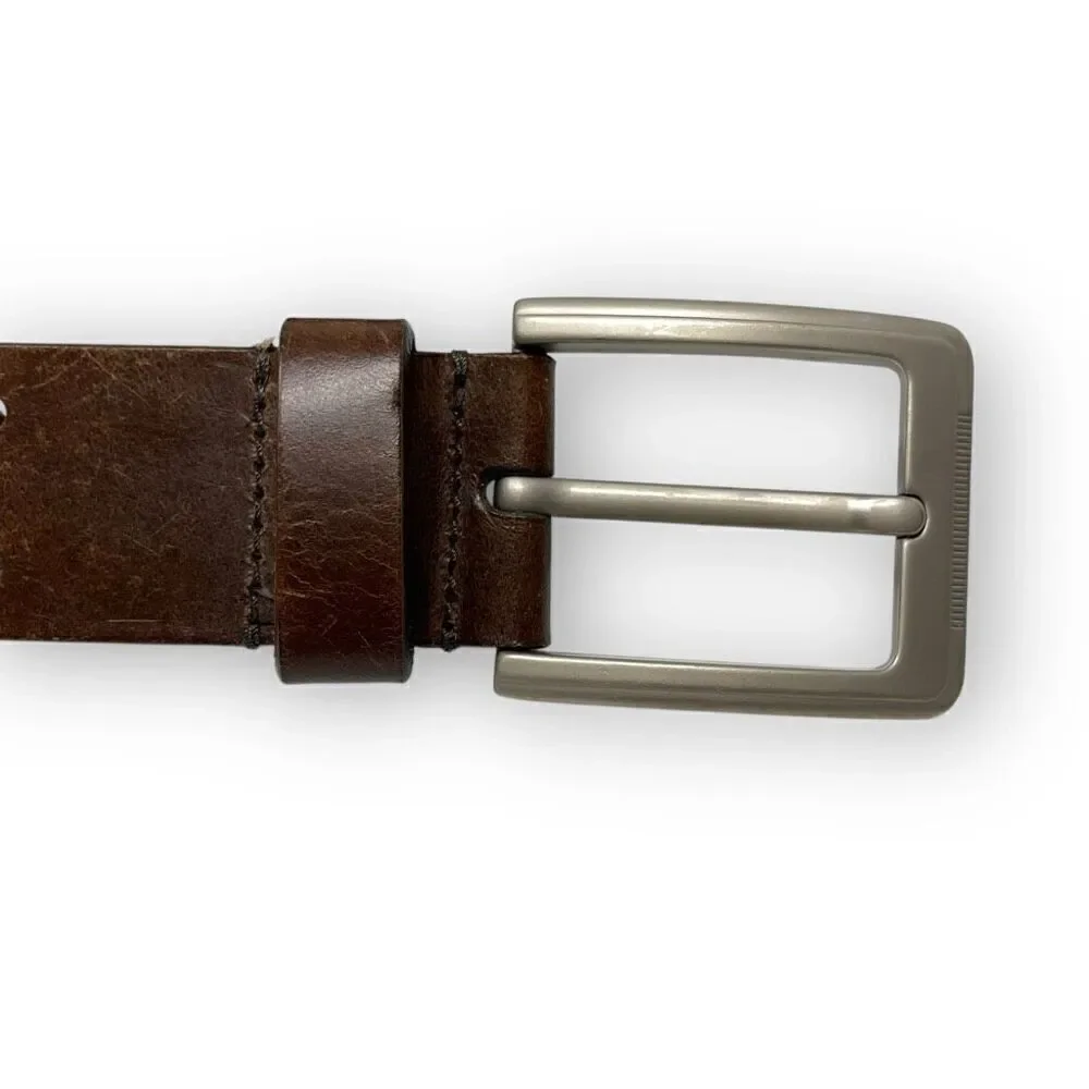 Vintage Two Tone Brown Leather Whipstitch Belt Men’s Size XL Flawed